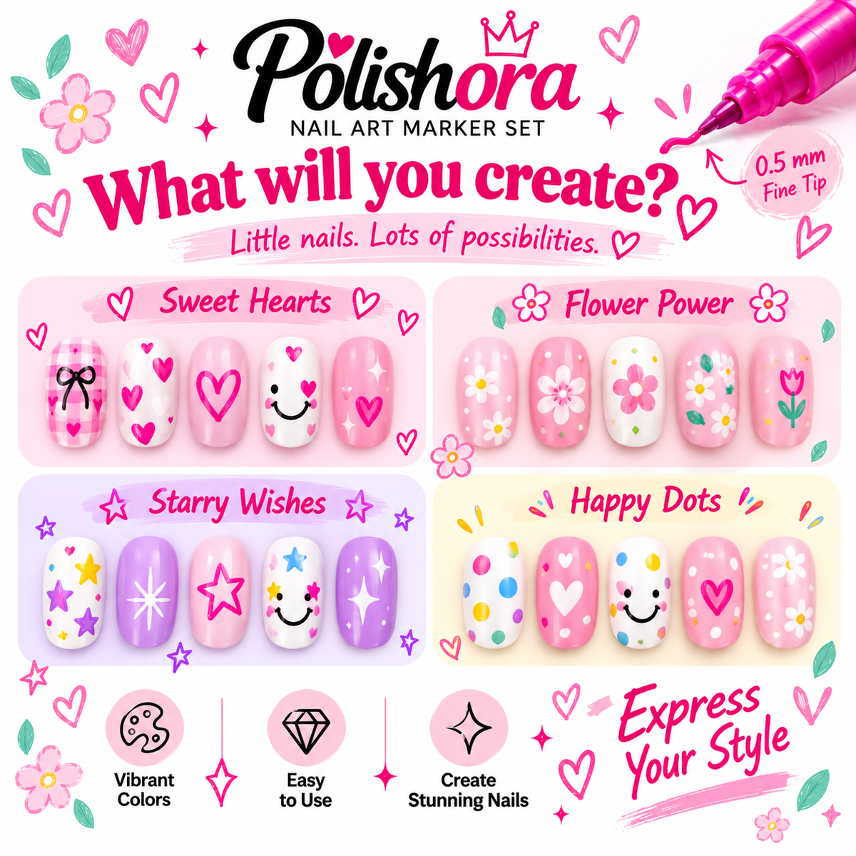 Polishora - Little Artist Nail Art Set 🎀